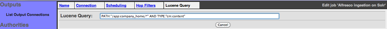 Alfresco Repository Connection, Lucene Query