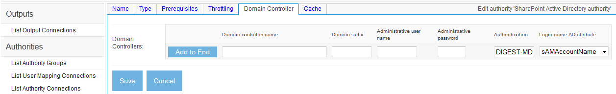 SharePoint AD Configuration, Domain Controller tab