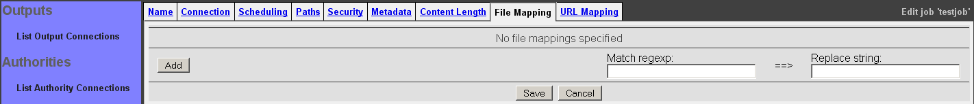 Windows Share Job, File Mapping tab