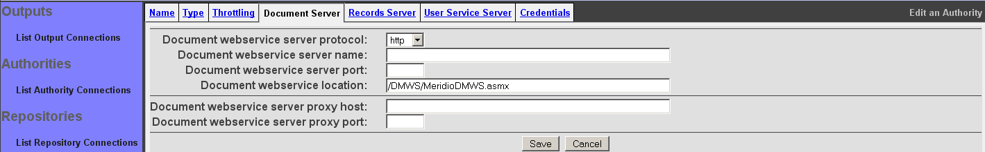 Meridio Authority, Document Server tab
