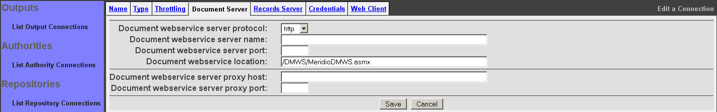 Meridio Connection, Document Server tab