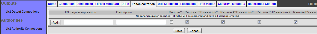 RSS job, Canonicalization tab