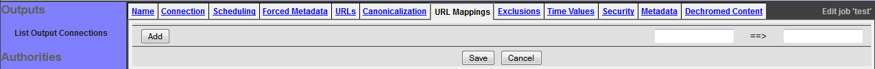 RSS job, Mappings tab