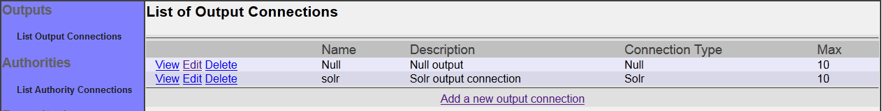 List Output Connections