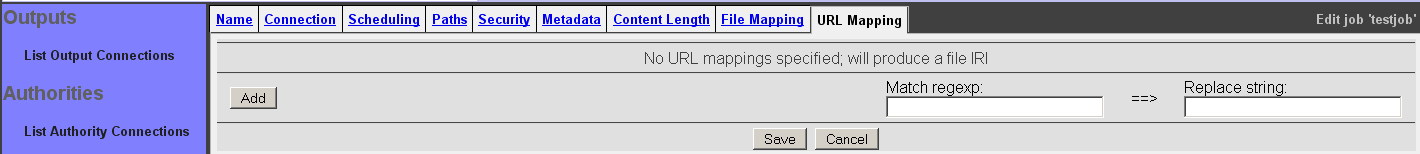 Windows Share Job, URL Mapping tab