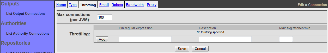 Repository Connection Throttling