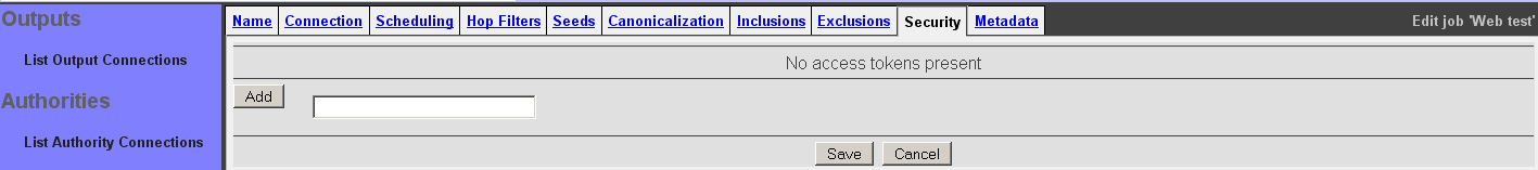 Web Job, Security tab
