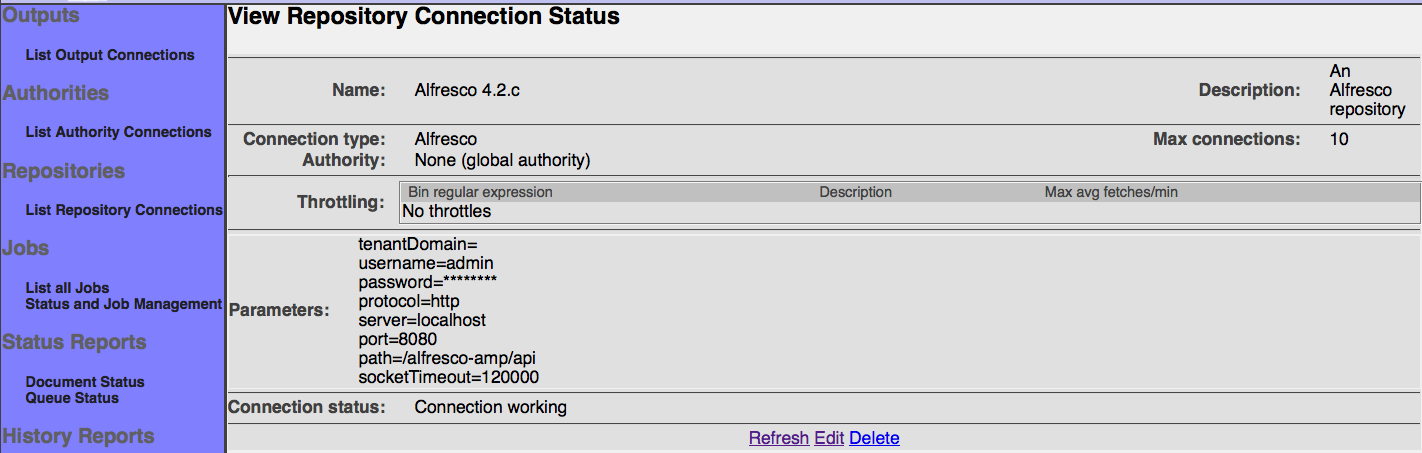 Alfresco Repository Connection, saving configuration