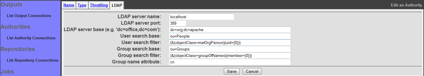 LDAP Configuration, LDAP tab