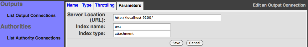 ElasticSearch, parameters tab