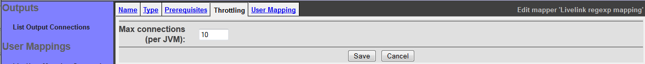 User Mapping Connection Throttling