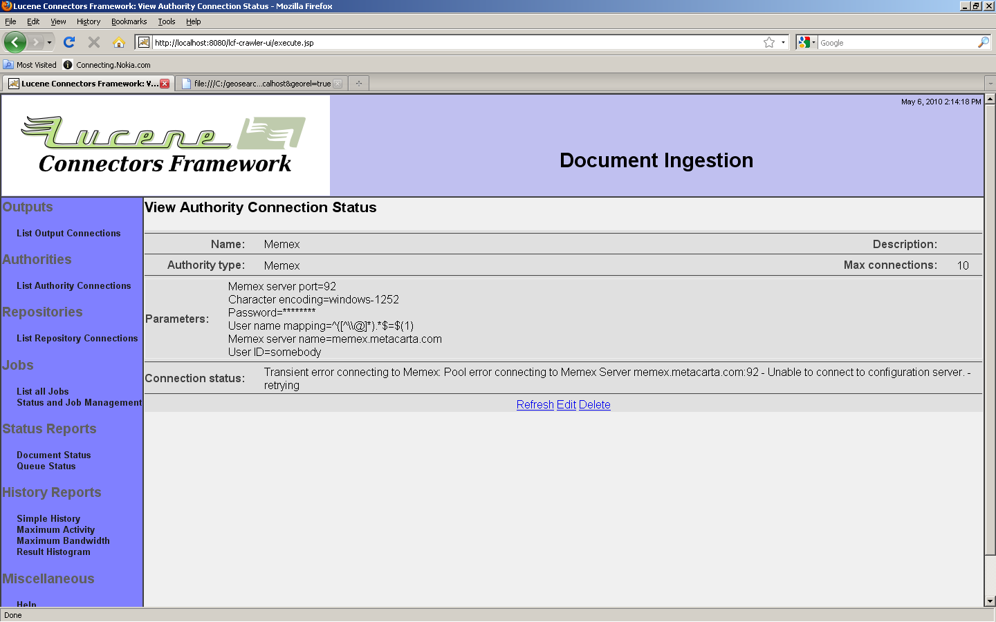 Memex Authority Status