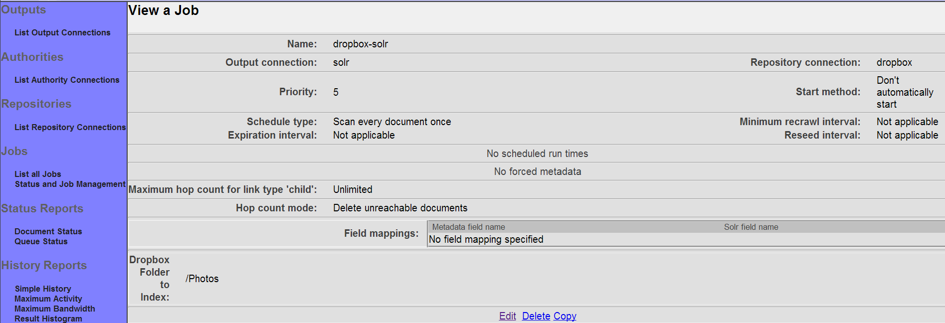 CMIS Repository Connection, saving job