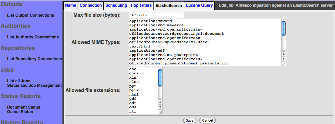 ElasticSearch, job parameters