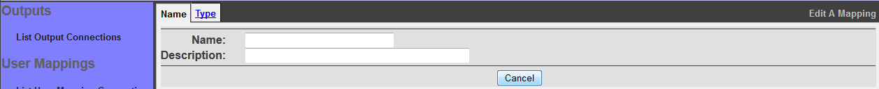 Add New User Mapping Connection, specify Name