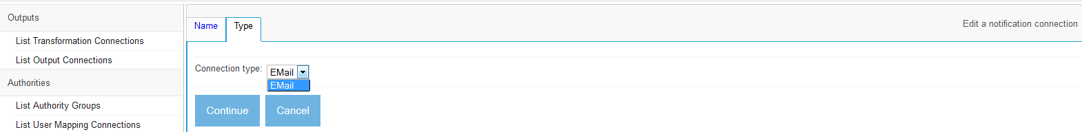 Add New Notification Connection, select Type