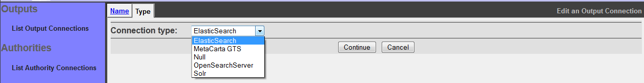 Add New Output Connection, select Type
