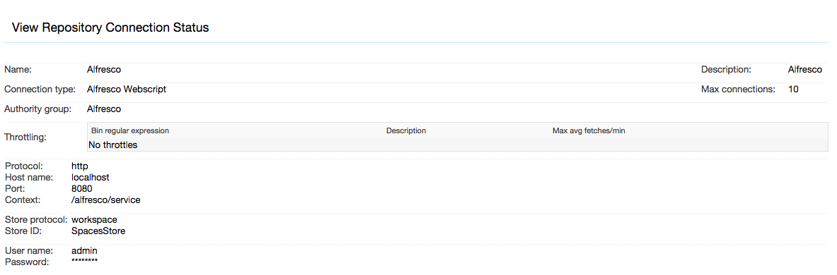 Alfresco Webscript Repository Connection saving