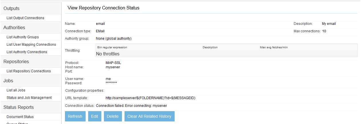 Email Connection Status