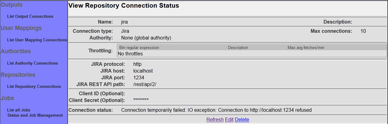 jira Repository Connection, saving configuration