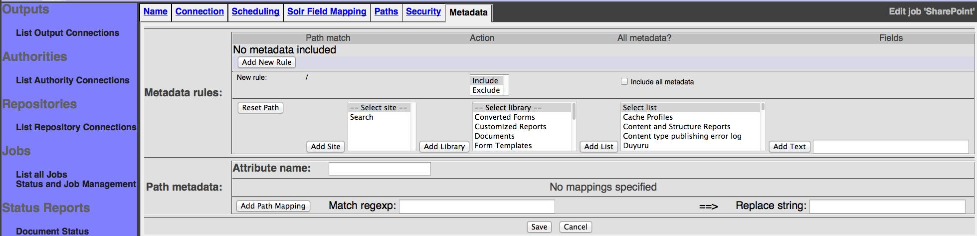 SharePoint Job, Security tab
