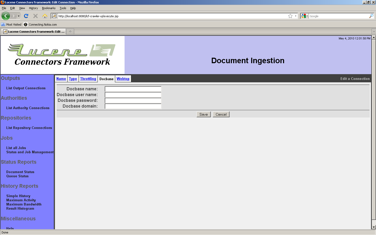 Documentum Connection, Docbase tab