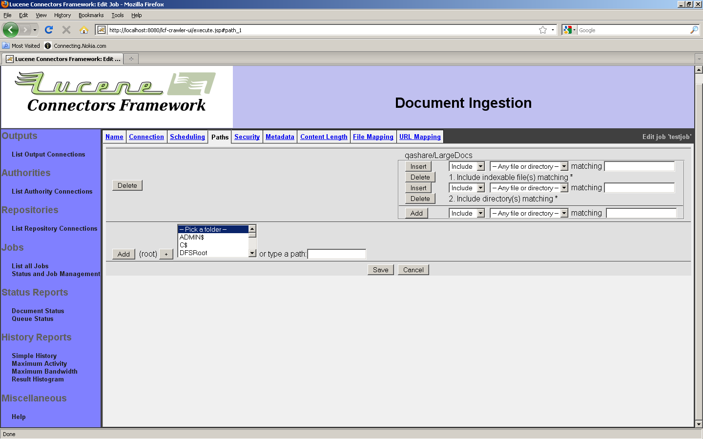 Windows Share Job, Paths tab