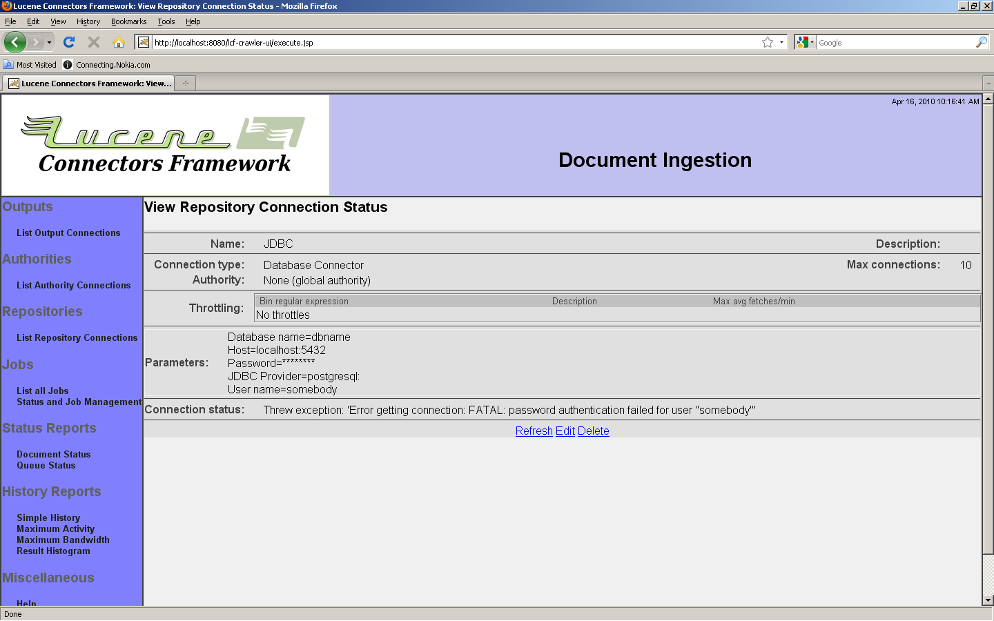 Generic Database Status