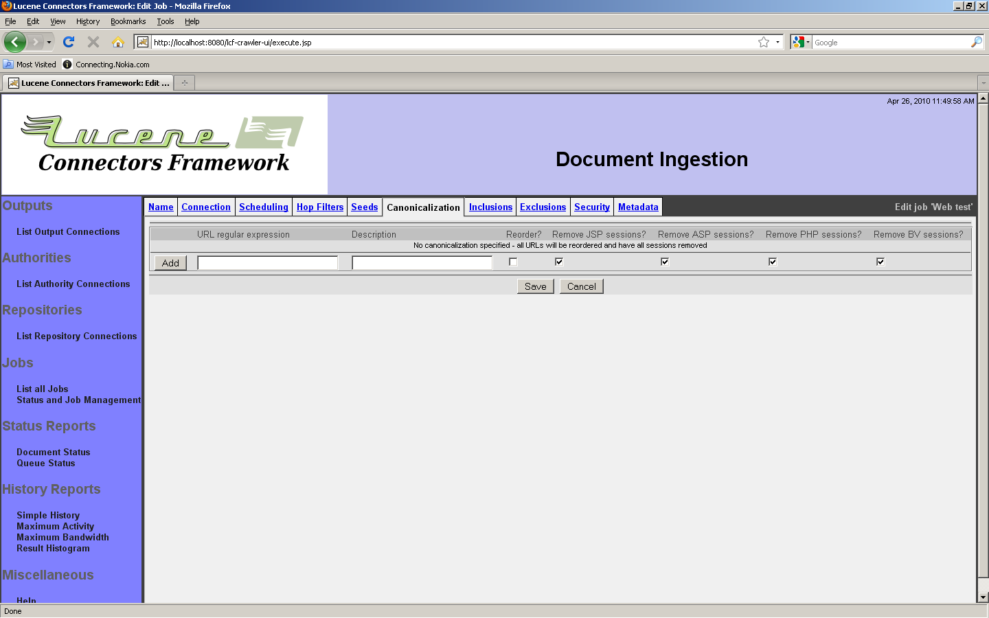 Web Job, Canonicalization tab