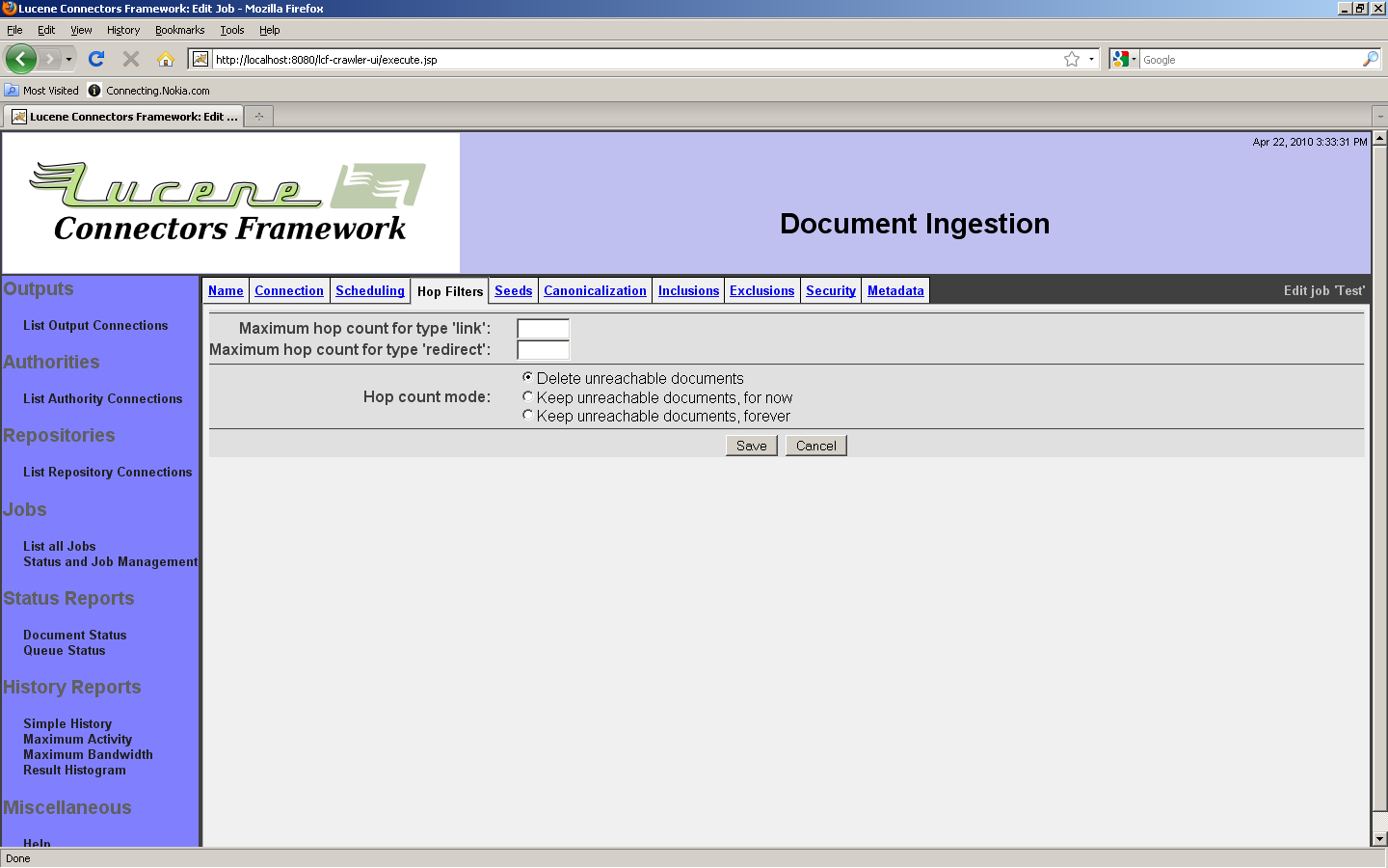 Web Job, Hop Filters tab