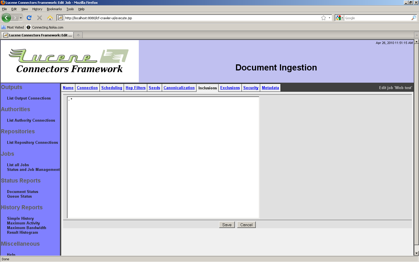 Web Job, Inclusions tab