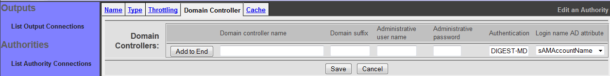 AD Configuration, Domain Controller tab