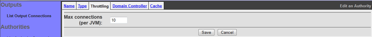 Authority Connection Throttling