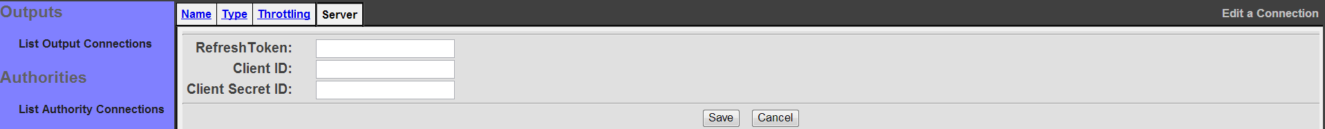 googledrive Repository Connection, configuration parameters