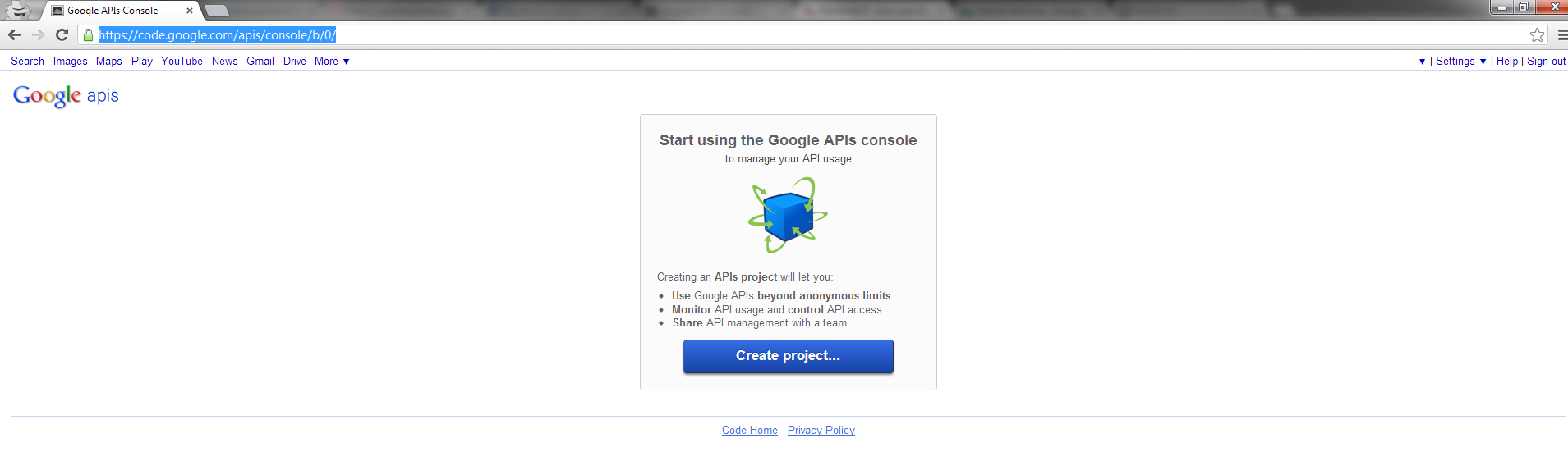 googledrive create project