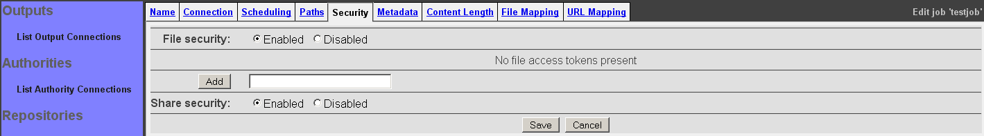 Windows Share Job, Security tab