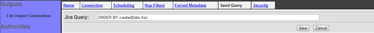 jira Repository Connection, seed query