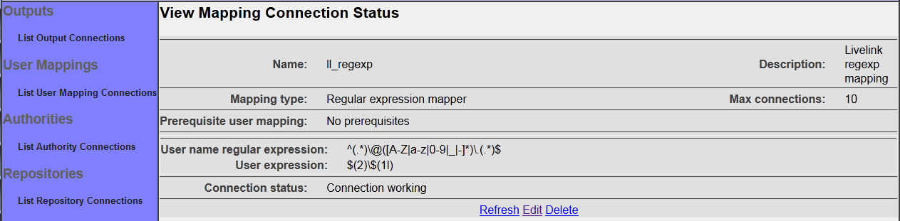 Regexp User Mapping Status