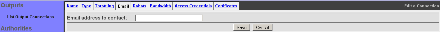 Web Connection, Email tab