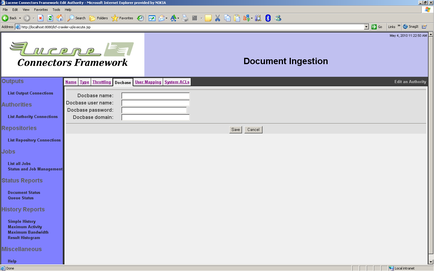 Documentum Authority, Docbase tab