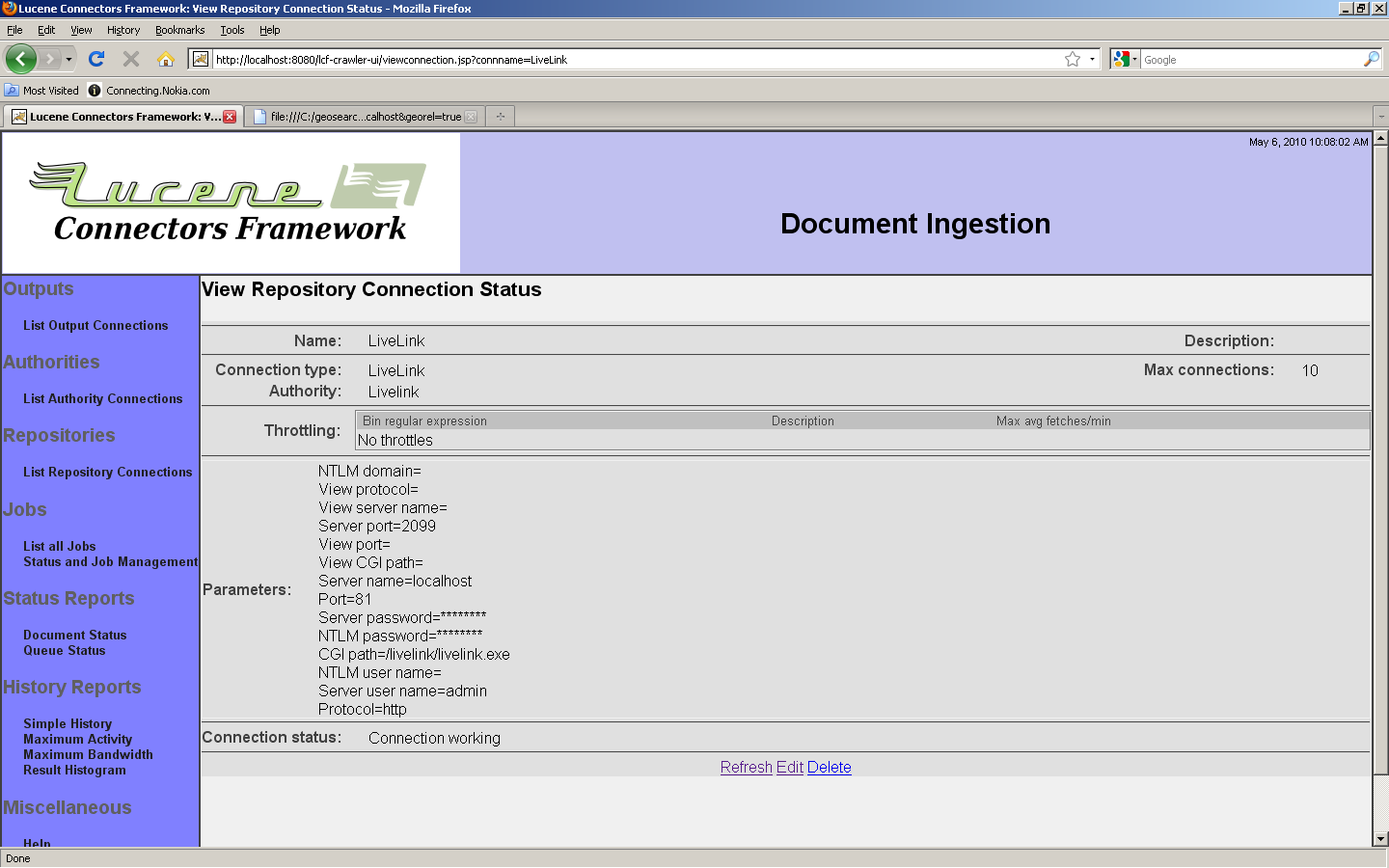 LiveLink Connection Status