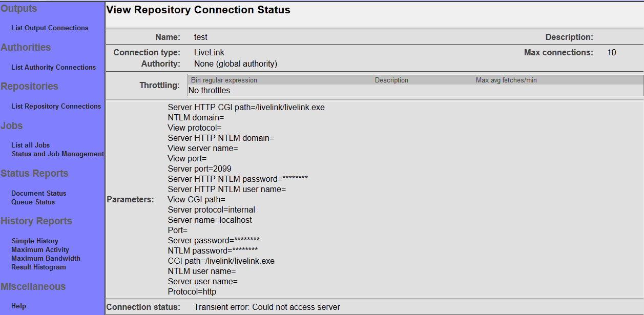 LiveLink Connection Status